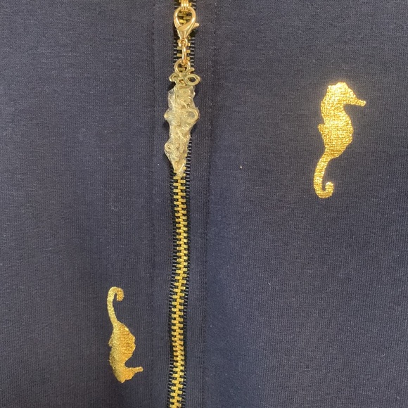 Lilly Pulitzer UPF 50+ skipper ruffle dress, true navy metallic seahorses. NWOT - Picture 3 of 9